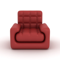 leather armchair on a white background. 3D image.