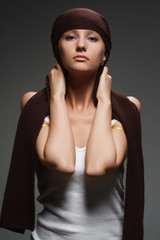 Fototapeta premium girl with a scarf