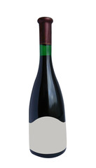 Bottle of red wine with blank labels