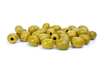 Some green pitted olives