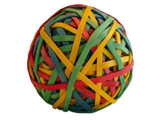 Rubber Band Ball Isolated on a Pure White Background