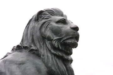 Bronze statue of a lion's head