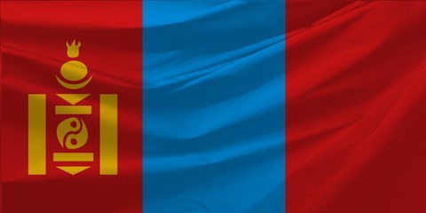 Naklejka premium Wavy Flag Illustration of mongolia