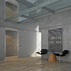 Minimalist concrete interior