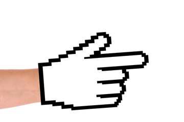 .hand with cursor isolated on white background