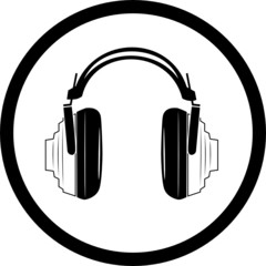 Vector headphones icon. Black and white. Simply change.