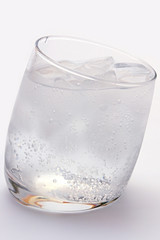 Glass with mineral water.