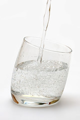 Glass with mineral water.