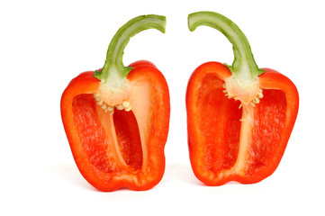 Red paprika isolated on white background