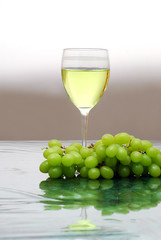 White Wine with green grapes