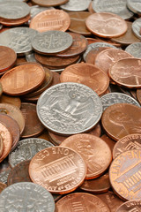 Dollar coins closeup background