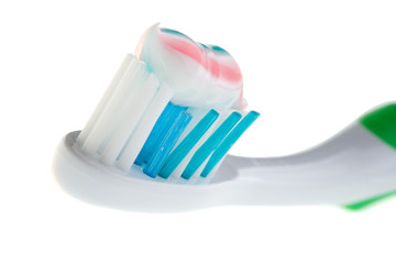 close-up tooth-brush with color paste