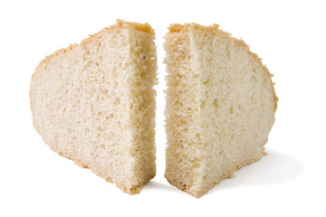 fresh baked bread sliced isolated over white background
