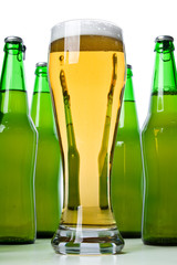 Glass and bottle of beer