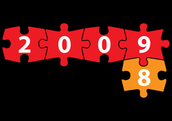 2009 Puzzle Blocks with 8 on Black Background