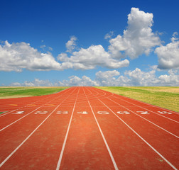 Running Track with Clouds