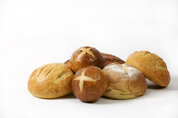 Loafs of bread stacked together