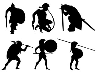 Warriors silhouettes vector