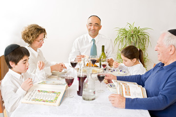 jewish family celebrating passover