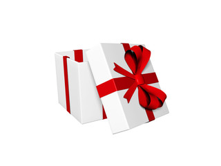 opened gift-present box isolated on white