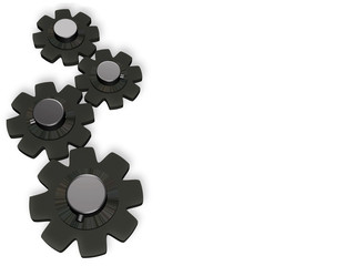 steel gears mechanism on white