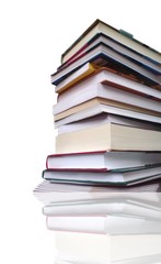 Books pile on white background