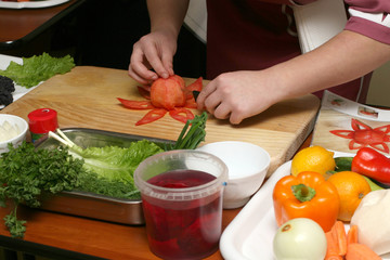 Preparation of salad from various vegetables