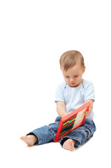 adorable baby playing with abacus