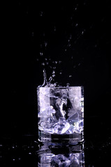 Glass of splashing water