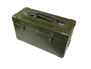 Old military box isolated with clipping path