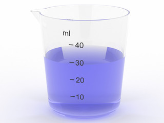 Measuring glass with blue liquid