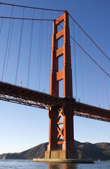 Golden gate bridge from underneath