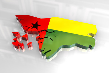3d flag map of Guinea Bissau