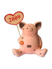 Toy pig with heart 2009