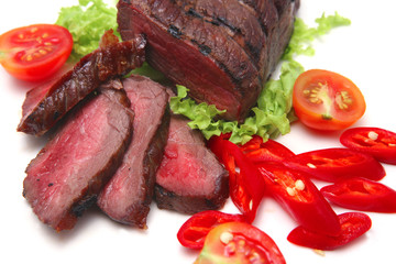 roast meat and vegetables