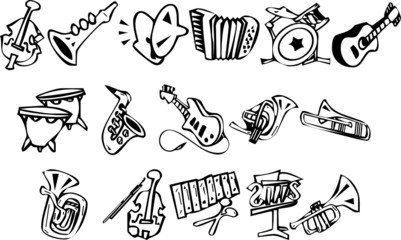 Cartoonish musical instruments