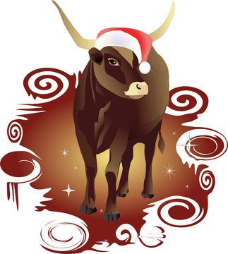 Symbol of new year the bull.Vector illustration