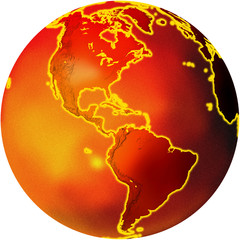 Globe showing the Americas