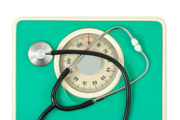 Stethoscope on weight scale