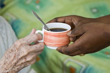 café à la maison de retraite