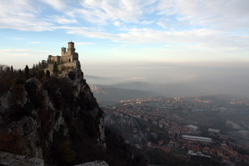 Fototapeta premium The castle on a mountain in San-Marino