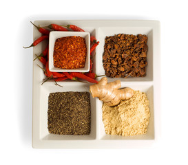 Spices in dishes