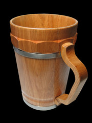 Wooden beer cup, isolated object