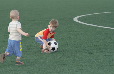 Children on a football field