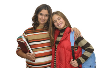 Beautiful young student girls posing