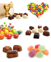 collection of sweet chocolate candies isolated