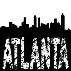 grunge Atlanta text with skyline