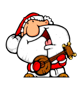 happy santa banjo musician