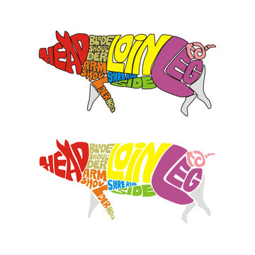 colored pig parts