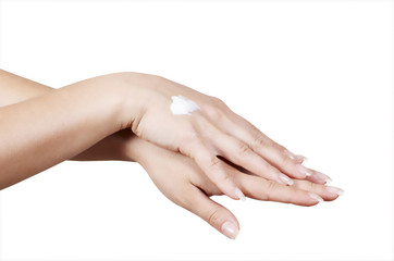 feminine hands and matutinal cream